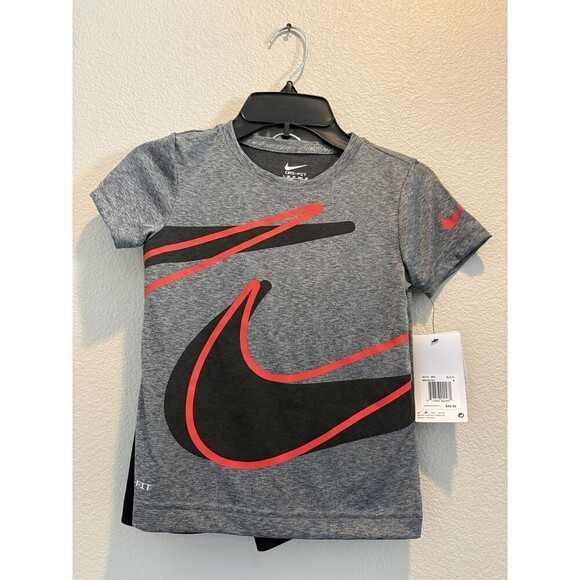 Nike Other - Nike 2-Piece Set Boys 4 Black Gray Dri-FIT Shirt Shorts Athletic Running Sports